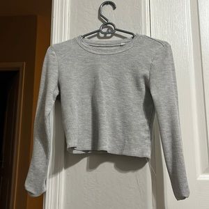 Pacsun Gray Ribbed cropped long sleeve